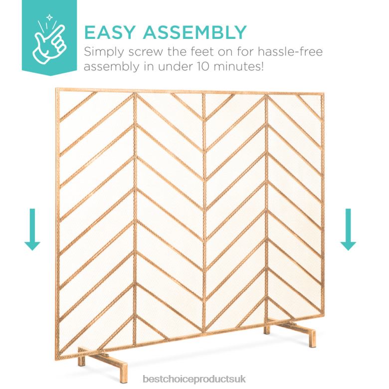 Accessory Best Choice ProductsSingle Panel Iron Chevron Fireplace Screen w/ Antique Finish N62R1230 Gold