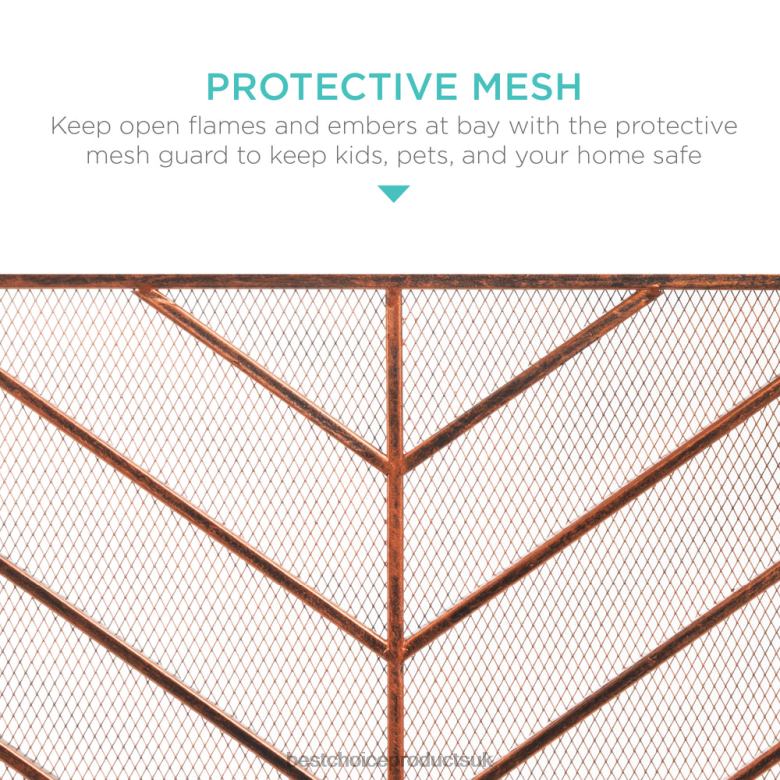 Accessory Best Choice ProductsSingle Panel Iron Chevron Fireplace Screen w/ Antique Finish N62R1233 Copper