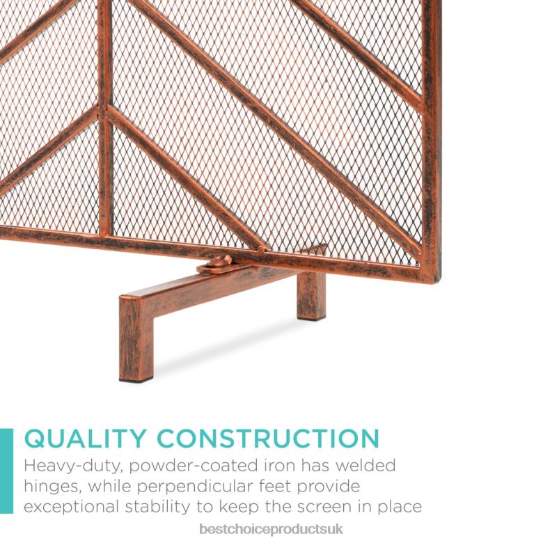 Accessory Best Choice ProductsSingle Panel Iron Chevron Fireplace Screen w/ Antique Finish N62R1233 Copper