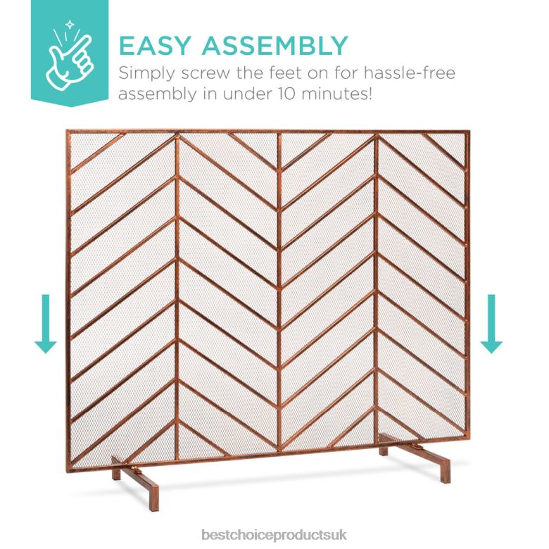 Accessory Best Choice ProductsSingle Panel Iron Chevron Fireplace Screen w/ Antique Finish N62R1233 Copper