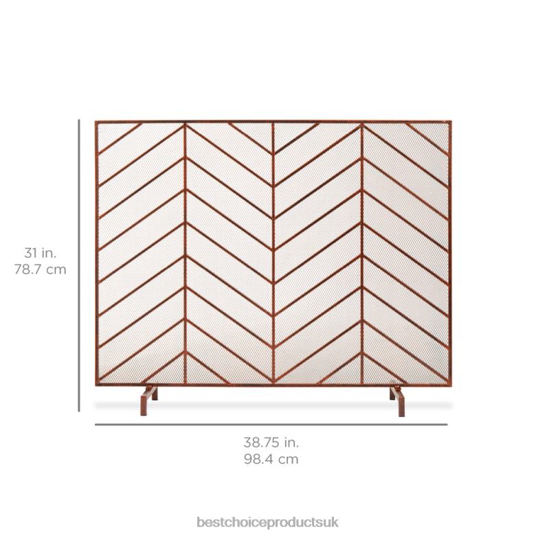 Accessory Best Choice ProductsSingle Panel Iron Chevron Fireplace Screen w/ Antique Finish N62R1233 Copper