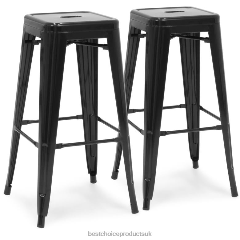 Accessory Best Choice Products30in Set of 2 Industrial Metal Bar Stools N62R1298 Matte Black