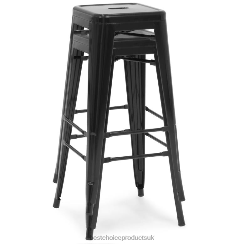 Accessory Best Choice Products30in Set of 2 Industrial Metal Bar Stools N62R1298 Matte Black