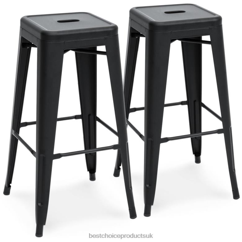 Accessory Best Choice Products30in Set of 2 Industrial Metal Bar Stools N62R1298 Matte Black