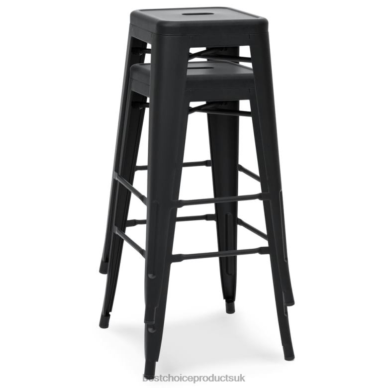 Accessory Best Choice Products30in Set of 2 Industrial Metal Bar Stools N62R1298 Matte Black
