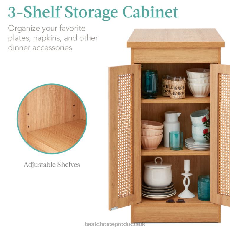 Accessory Best Choice Products3-Piece Counter Height Rattan Kitchen Dining Table Set w/ Storage Shelves N62R391 Natural