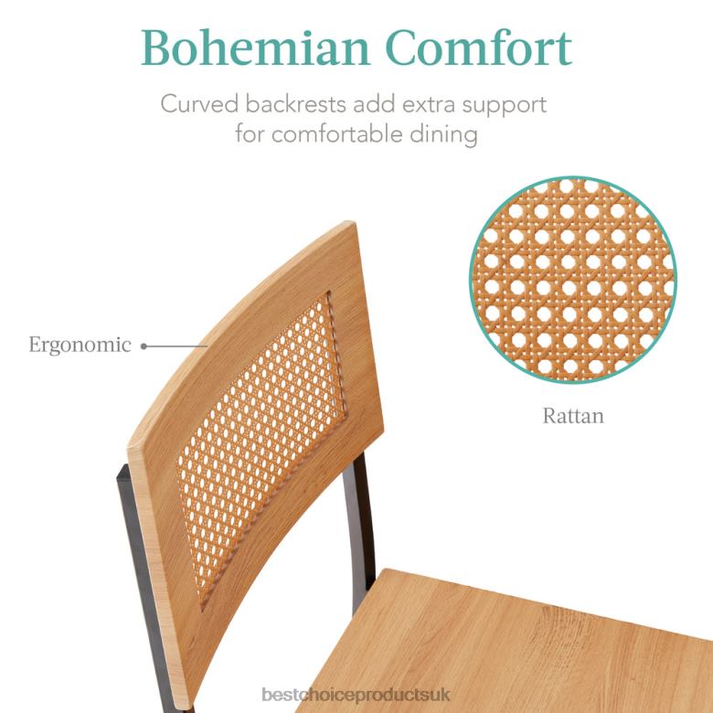 Accessory Best Choice Products3-Piece Counter Height Rattan Kitchen Dining Table Set w/ Storage Shelves N62R391 Natural