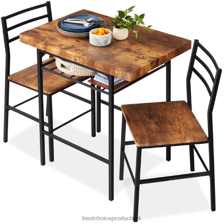 Accessory Best Choice Products3-Piece Modern Square Dining Set w/ Storage Rack N62R638 Brown