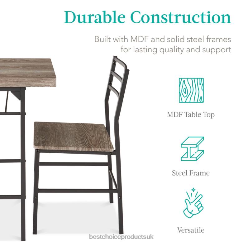 Accessory Best Choice Products3-Piece Modern Square Dining Set w/ Storage Rack N62R639 Gray