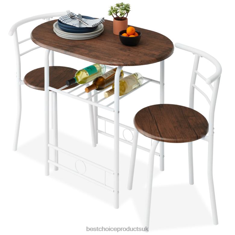 Accessory Best Choice Products3-Piece Wooden Table & Chairs Dining Set w/ Lower Storage Shelf N62R1259 White/Brown