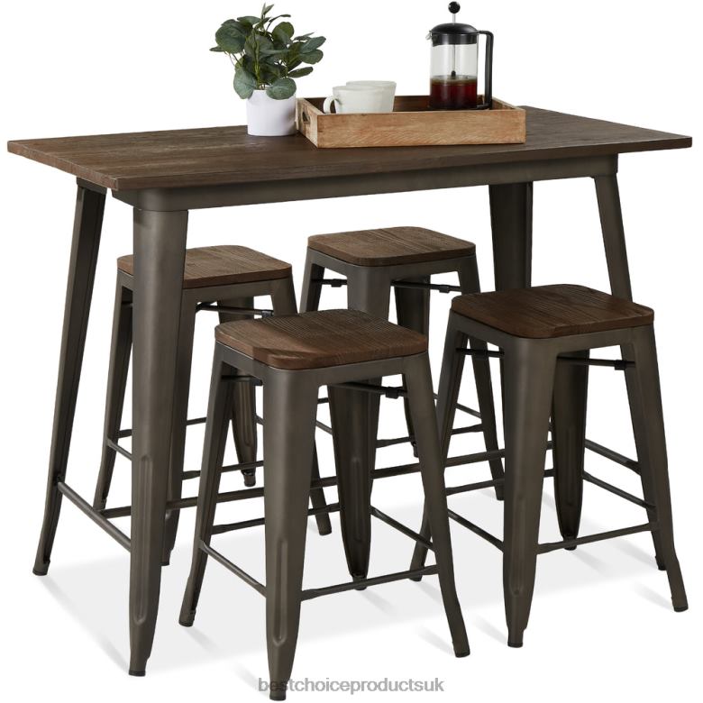 Accessory Best Choice Products5-Piece Counter Height Dining Set w/ 4 Backless Stools, 330lb Capacity N62R733 Brown