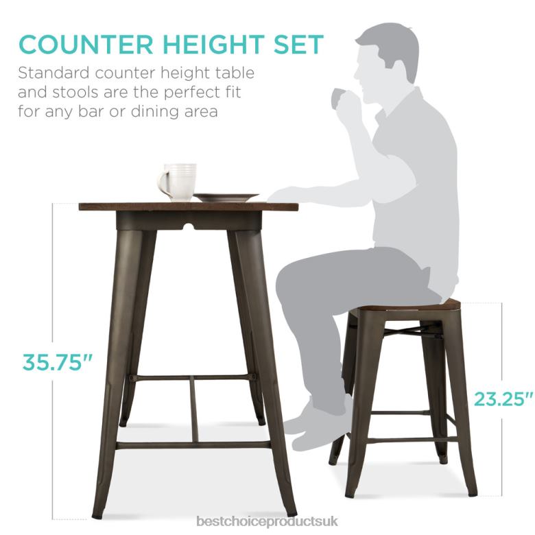 Accessory Best Choice Products5-Piece Counter Height Dining Set w/ 4 Backless Stools, 330lb Capacity N62R733 Brown