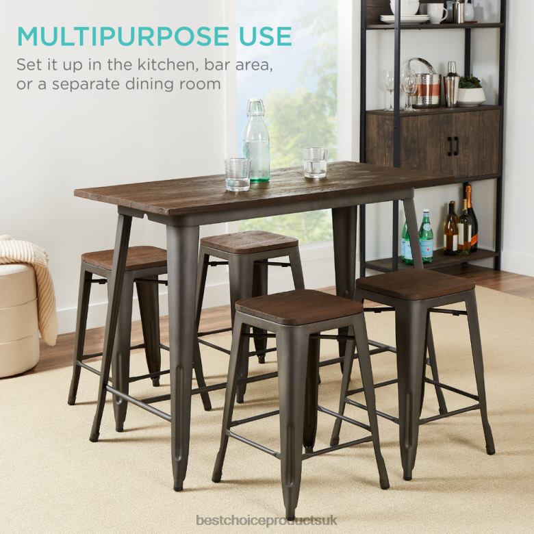 Accessory Best Choice Products5-Piece Counter Height Dining Set w/ 4 Backless Stools, 330lb Capacity N62R733 Brown