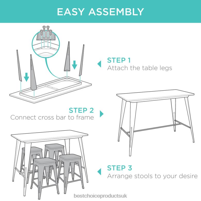 Accessory Best Choice Products5-Piece Counter Height Dining Set w/ 4 Backless Stools, 330lb Capacity N62R733 Brown