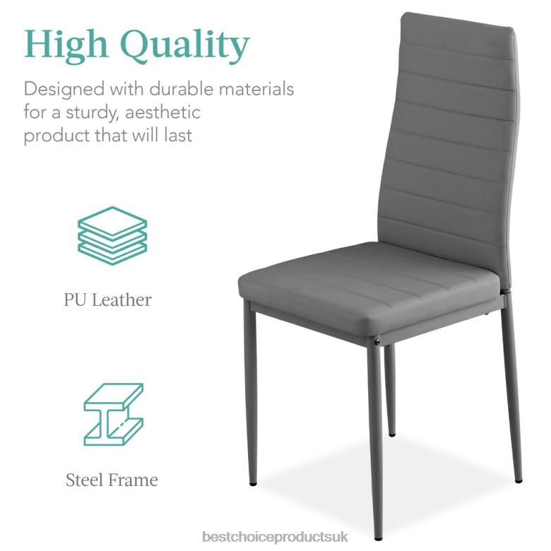 Accessory Best Choice Products5-Piece Dining Table Set w/ Glass Top, Leather Chairs N62R666 Gray