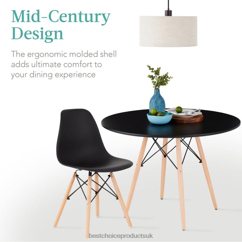 Accessory Best Choice Products5-Piece Mid-Century Modern Dining Set w/ 4 Chairs, Wooden Legs, Metal Frame N62R1220 Brown/Black