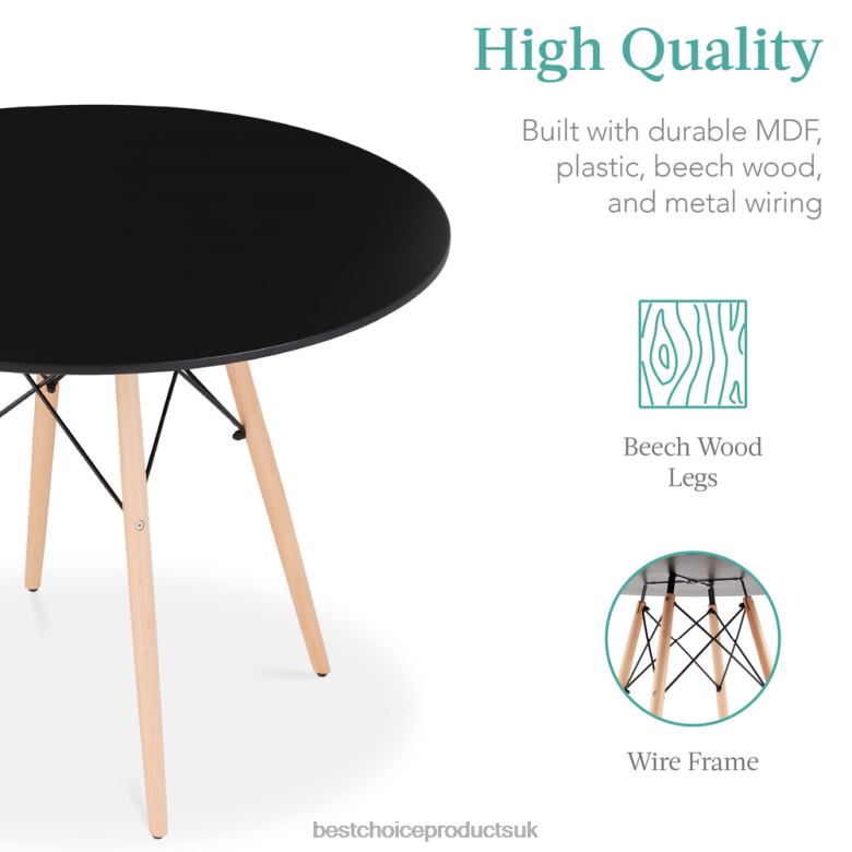 Accessory Best Choice Products5-Piece Mid-Century Modern Dining Set w/ 4 Chairs, Wooden Legs, Metal Frame N62R1220 Brown/Black