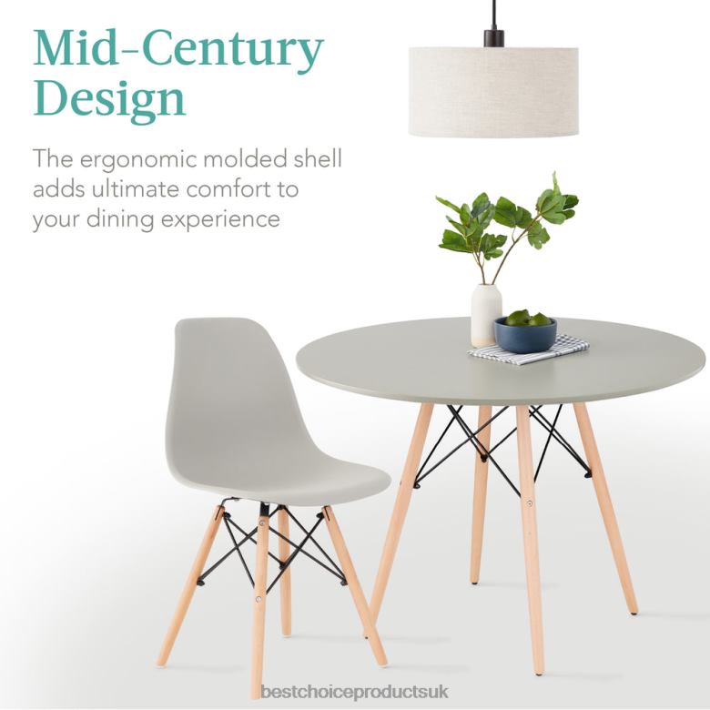 Accessory Best Choice Products5-Piece Mid-Century Modern Dining Set w/ 4 Chairs, Wooden Legs, Metal Frame N62R1221 Brown/Gray