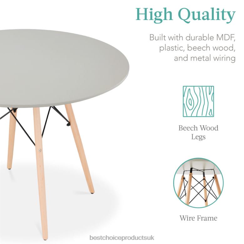 Accessory Best Choice Products5-Piece Mid-Century Modern Dining Set w/ 4 Chairs, Wooden Legs, Metal Frame N62R1221 Brown/Gray