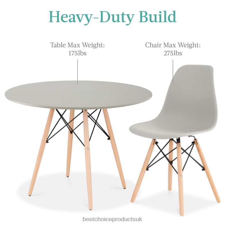 Accessory Best Choice Products5-Piece Mid-Century Modern Dining Set w/ 4 Chairs, Wooden Legs, Metal Frame N62R1221 Brown/Gray