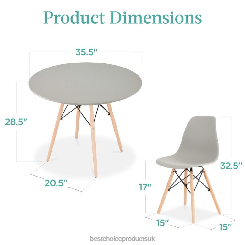 Accessory Best Choice Products5-Piece Mid-Century Modern Dining Set w/ 4 Chairs, Wooden Legs, Metal Frame N62R1221 Brown/Gray