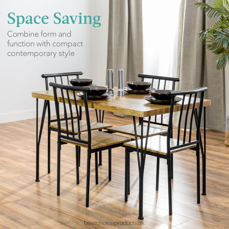 Accessory Best Choice Products5-Piece Modern Metal and Wood Dining Table Furniture Set w/ 4 Chairs N62R741 Brown