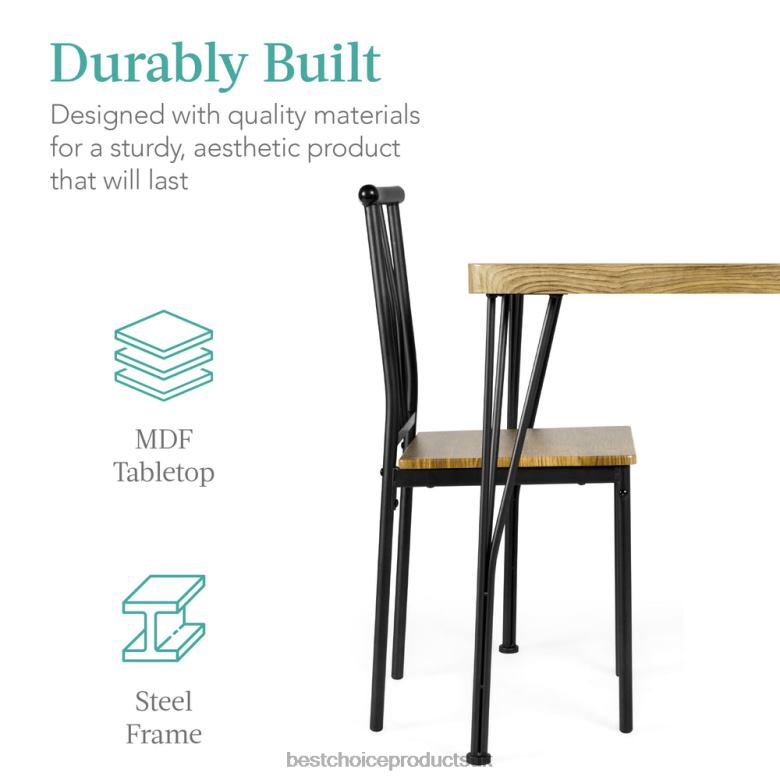 Accessory Best Choice Products5-Piece Modern Metal and Wood Dining Table Furniture Set w/ 4 Chairs N62R741 Brown