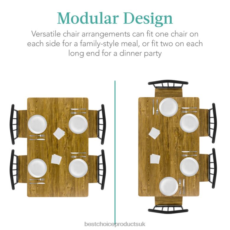 Accessory Best Choice Products5-Piece Modern Metal and Wood Dining Table Furniture Set w/ 4 Chairs N62R741 Brown