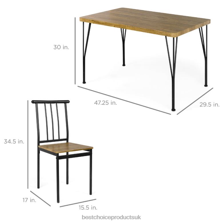 Accessory Best Choice Products5-Piece Modern Metal and Wood Dining Table Furniture Set w/ 4 Chairs N62R741 Brown