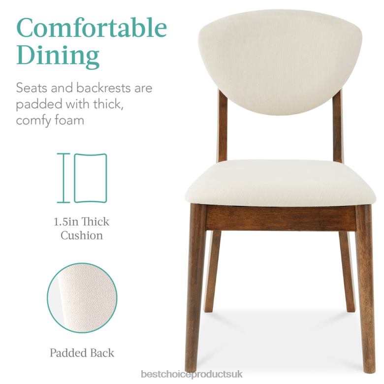 Accessory Best Choice Products5-Piece Wooden Mid-Century Modern Dining Set w/ 4 Chairs, Padded Seat & Back N62R591 Brown/White