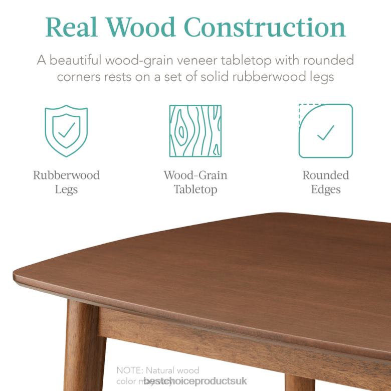 Accessory Best Choice Products5-Piece Wooden Mid-Century Modern Dining Set w/ 4 Chairs, Padded Seat & Back N62R591 Brown/White