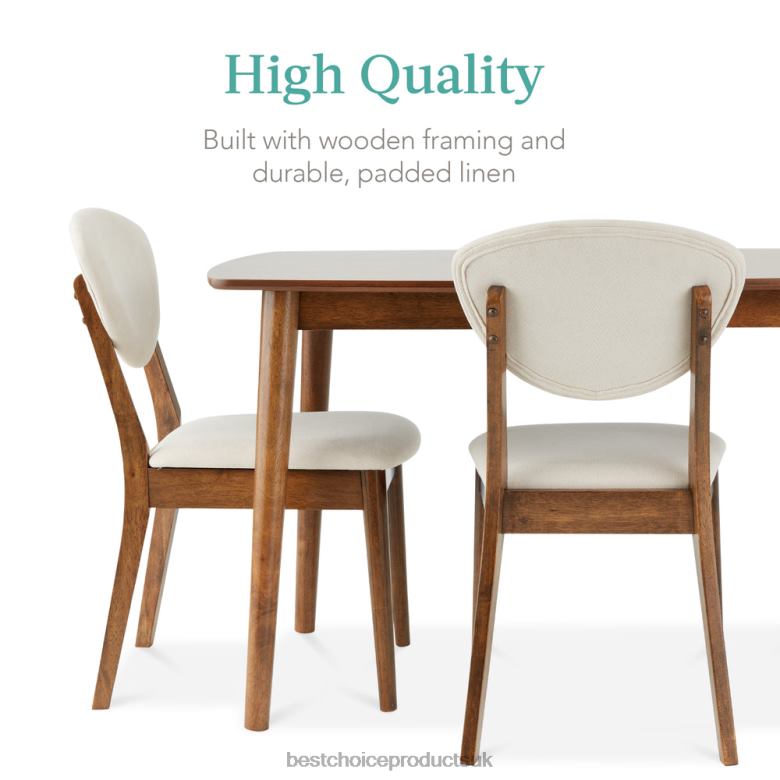 Accessory Best Choice Products5-Piece Wooden Mid-Century Modern Dining Set w/ 4 Chairs, Padded Seat & Back N62R591 Brown/White
