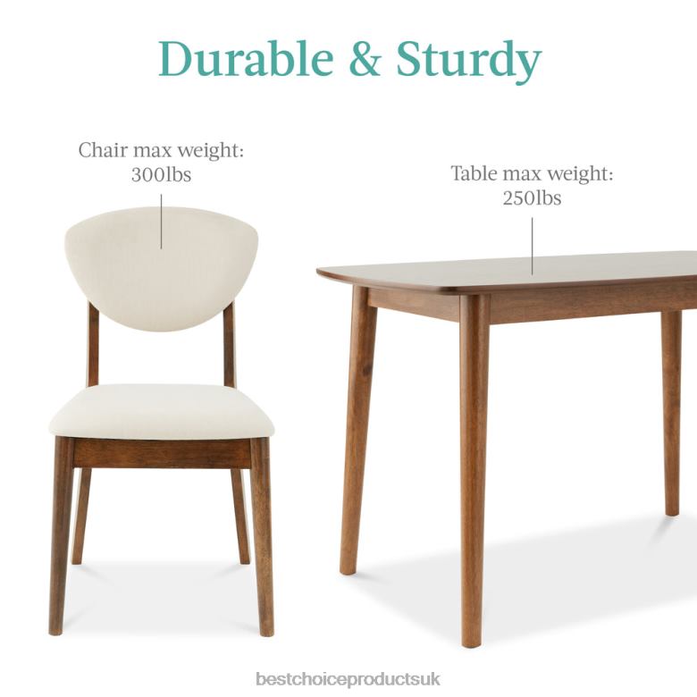 Accessory Best Choice Products5-Piece Wooden Mid-Century Modern Dining Set w/ 4 Chairs, Padded Seat & Back N62R591 Brown/White