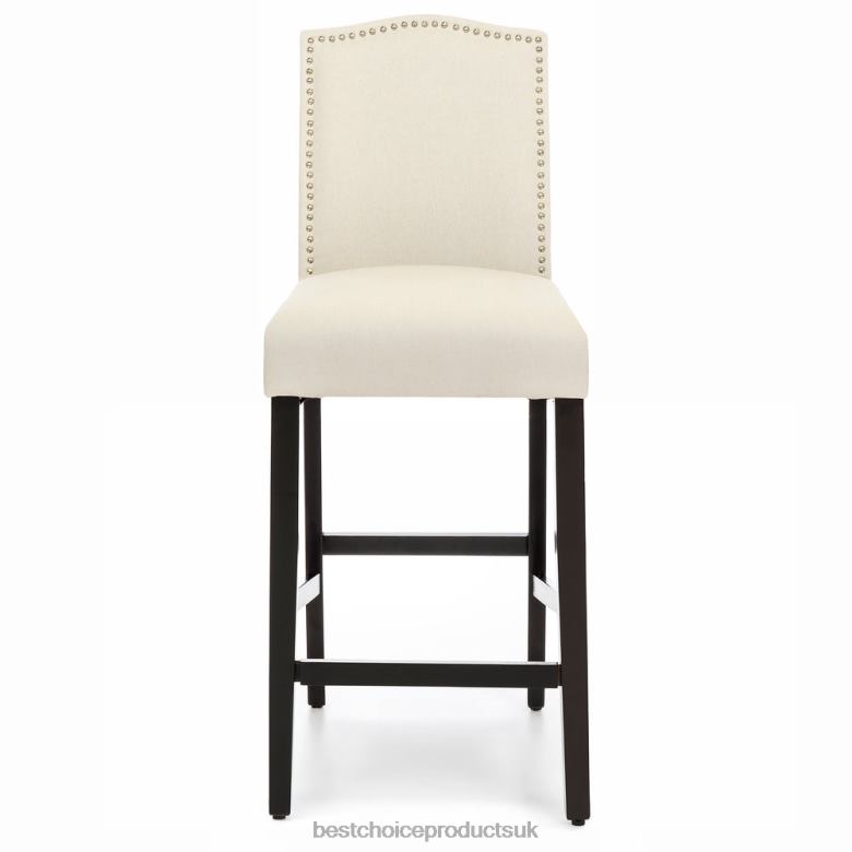 Accessory Best Choice ProductsSet of 2 30in Faux Leather Counter Height Bar Stools w/ Studded Trim Back N62R1277 Brown