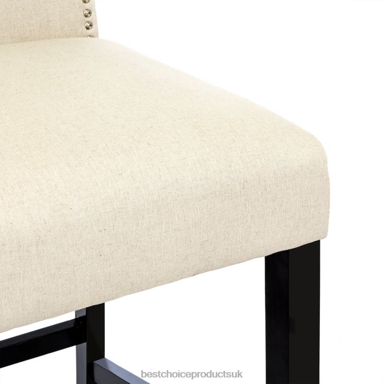 Accessory Best Choice ProductsSet of 2 30in Faux Leather Counter Height Bar Stools w/ Studded Trim Back N62R1277 Brown