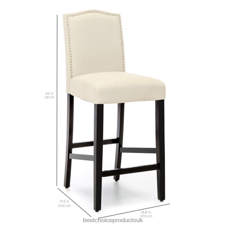 Accessory Best Choice ProductsSet of 2 30in Faux Leather Counter Height Bar Stools w/ Studded Trim Back N62R1277 Brown
