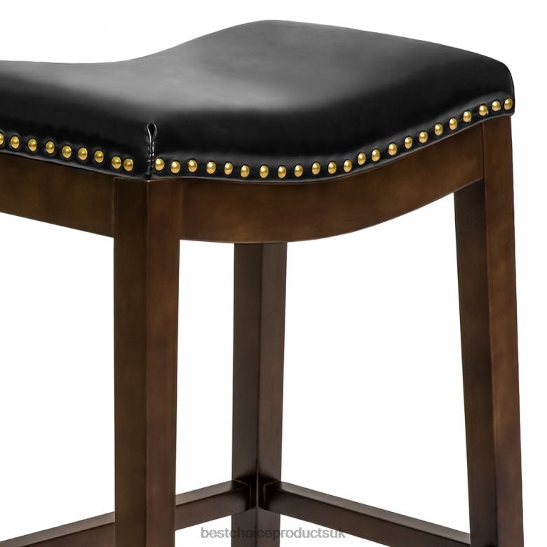 Accessory Best Choice ProductsSet of 2 31in Backless Bar Stool Accent Chairs w/ Faux Leather, Brass Studs N62R1276 Brown