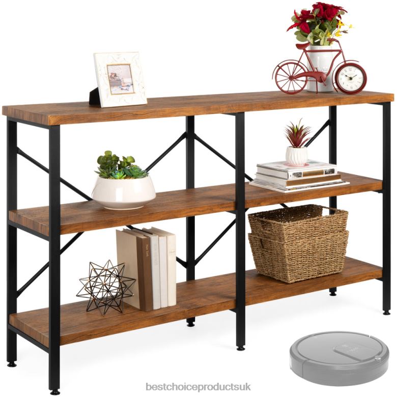 Accessory Best Choice Products3-Tier Industrial Hallway Console Table for Living Room, Entry Way N62R589 Brown
