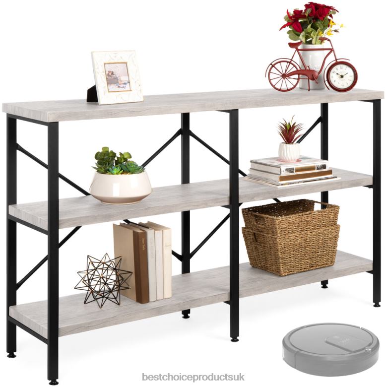 Accessory Best Choice Products3-Tier Industrial Hallway Console Table for Living Room, Entry Way N62R590 Gray