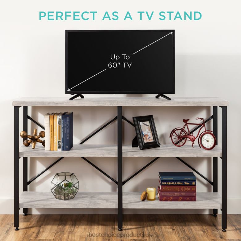 Accessory Best Choice Products3-Tier Industrial Hallway Console Table for Living Room, Entry Way N62R590 Gray