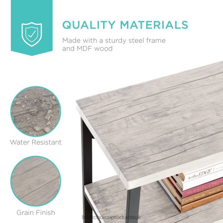 Accessory Best Choice Products3-Tier Industrial Hallway Console Table for Living Room, Entry Way N62R590 Gray