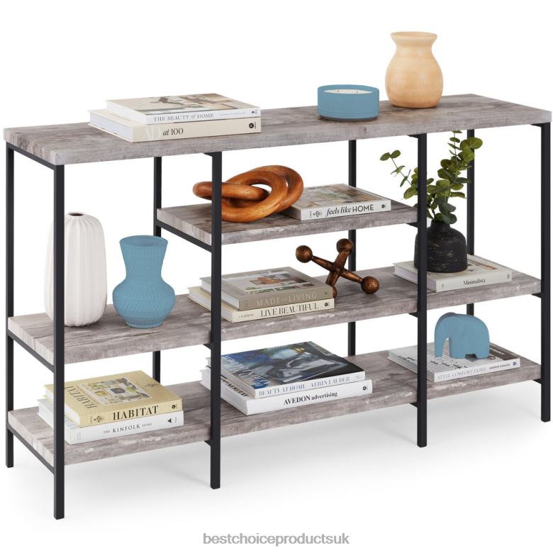 Accessory Best Choice Products4-Tier Industrial Console Table w/ Tall Shelf Space N62R723 Gray
