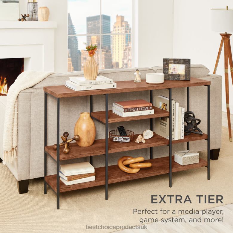 Accessory Best Choice Products4-Tier Industrial Console Table w/ Tall Shelf Space N62R724 Brown