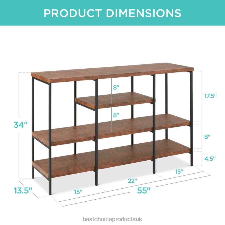Accessory Best Choice Products4-Tier Industrial Console Table w/ Tall Shelf Space N62R724 Brown