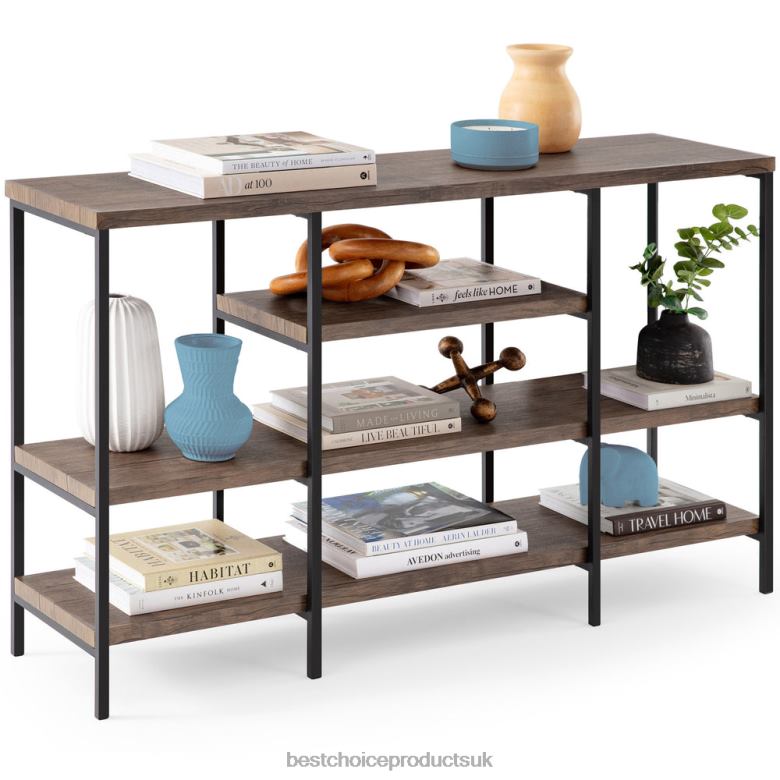 Accessory Best Choice Products4-Tier Industrial Console Table w/ Tall Shelf Space N62R725 Dark Walnut