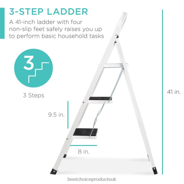 Accessory Best Choice Products3-Step Portable Folding Step Ladder w/ Non-Slip Feet, 330lb Capacity N62R1240 White