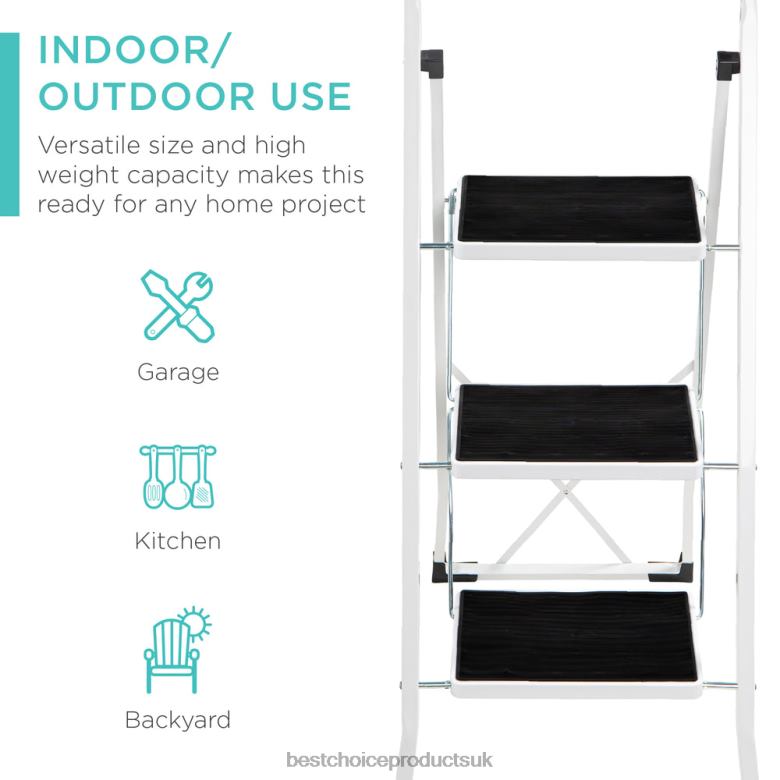 Accessory Best Choice Products3-Step Portable Folding Step Ladder w/ Non-Slip Feet, 330lb Capacity N62R1240 White