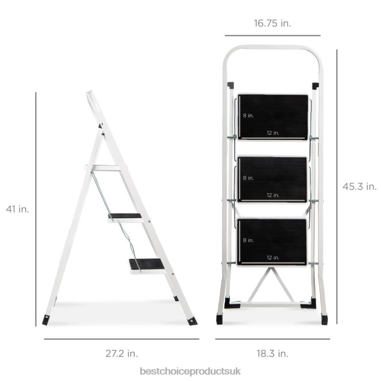Accessory Best Choice Products3-Step Portable Folding Step Ladder w/ Non-Slip Feet, 330lb Capacity N62R1240 White