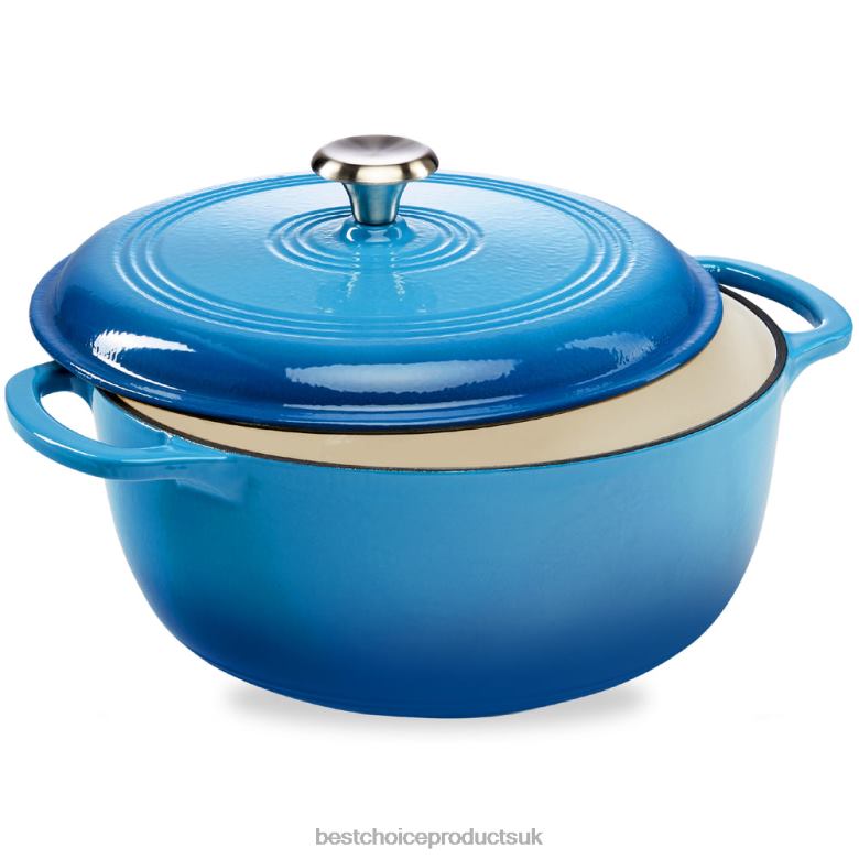 Accessory Best Choice ProductsCast-Iron Dutch Oven Kitchen Cookware w/ Enamel, Handles N62R324 Blue