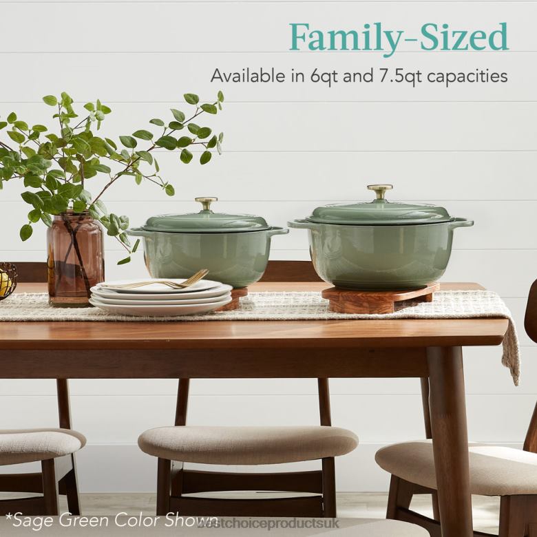 Accessory Best Choice ProductsCast-Iron Dutch Oven Kitchen Cookware w/ Enamel, Handles N62R333 French Gray